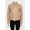 Beige leather jacket