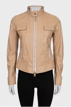 Beige leather jacket