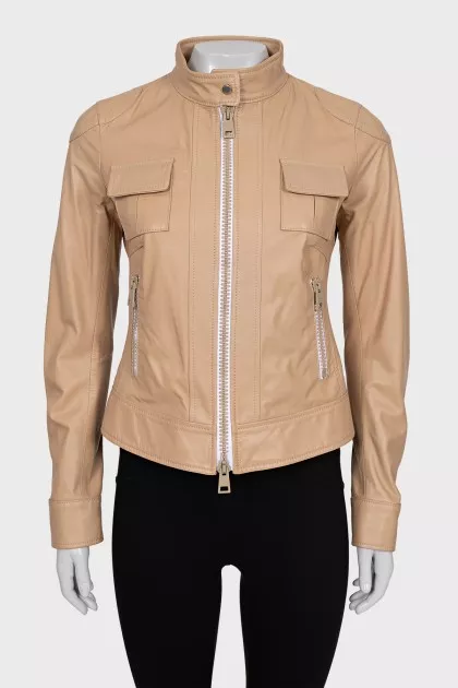 Beige leather jacket