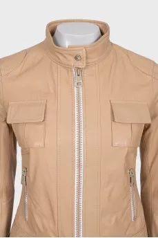 Beige leather jacket