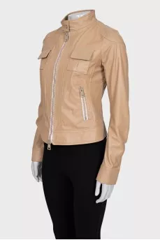 Beige leather jacket
