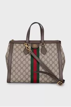 Zip-up bag with signature print