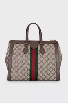 Zip-up bag with signature print