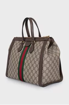 Zip-up bag with signature print