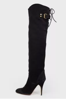 Suede boots with lacing