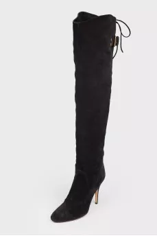 Suede boots with lacing