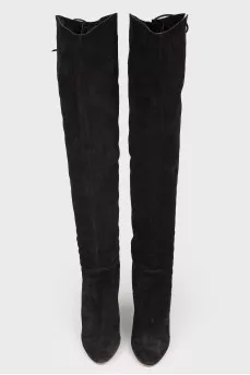 Suede boots with lacing