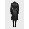 Leather coat with belt and patch pockets