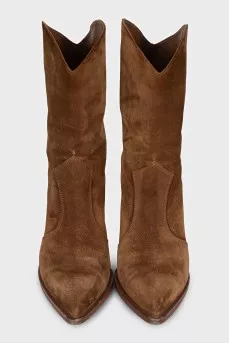 Suede pointed-toe Cossack boots