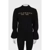 Wool jumper with gold print