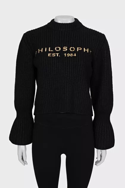 Wool jumper with gold print