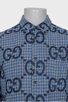Men's Plaid Shirt with Monogram