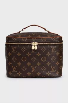 Cosmetic bag with zipper in the brand print