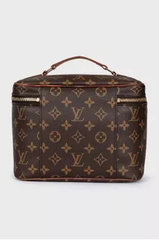 Cosmetic bag with zipper in the brand print