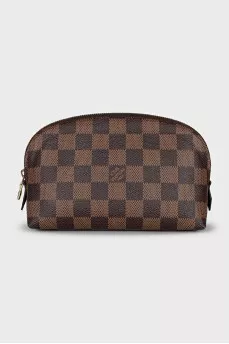 Cosmetic bag with a zipper in a signature print