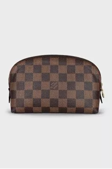 Cosmetic bag with a zipper in a signature print