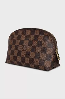 Cosmetic bag with a zipper in a signature print