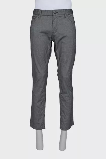 Men's gray straight-leg trousers