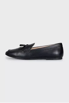 Black leather loafers