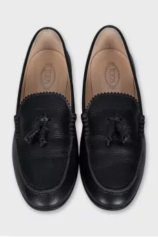 Black leather loafers