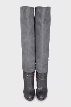 Snakeskin and suede boots