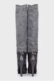 Snakeskin and suede boots
