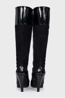 Leather and suede boots with heels