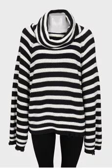 Oversized black and white striped sweater