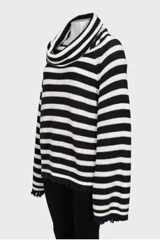Oversized black and white striped sweater