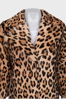 Fur coat with animal print