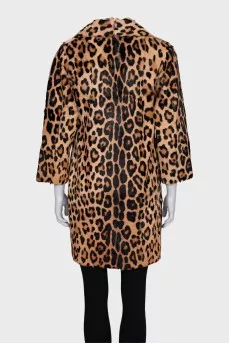 Fur coat with animal print
