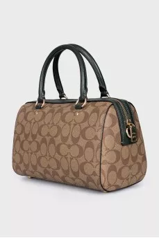A bag with handles and a strap in a signature print