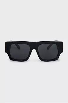 Black sunglasses with gold logo
