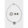 A set of pendant, ring and earrings