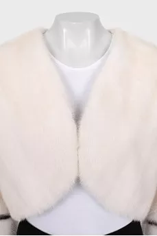 Short mink fur coat with hook
