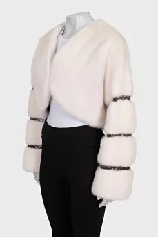 Short mink fur coat with hook