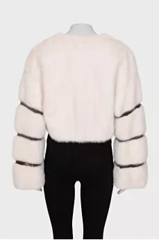 Short mink fur coat with hook