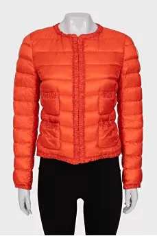 Orange jacket with a round collar