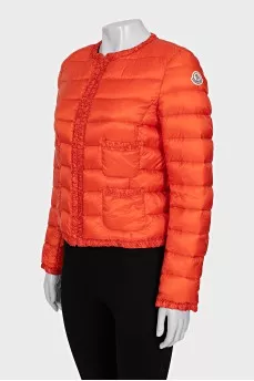 Orange jacket with a round collar