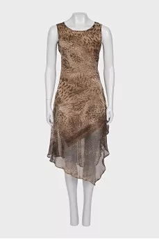 Asymmetrical dress in animal print