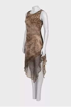 Asymmetrical dress in animal print