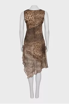 Asymmetrical dress in animal print