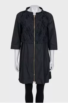 Black zipped raincoat