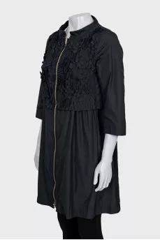Black zipped raincoat