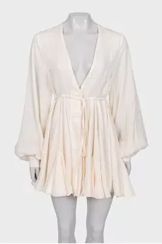 White dress with puff sleeves