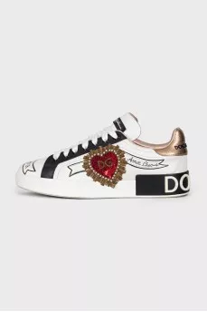 Leather Portofino sneakers with patches