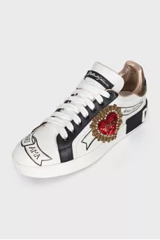 Leather Portofino sneakers with patches
