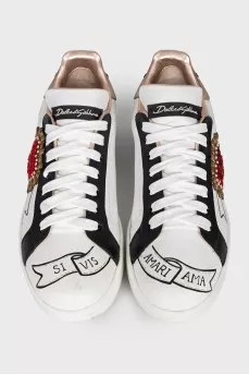 Leather Portofino sneakers with patches