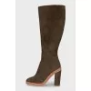 Green suede boots