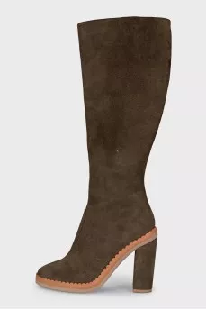 Green suede boots